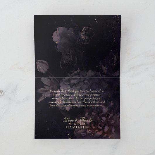 Lila Boho floral Gothic Elegant Danke Karte (Innenseite)