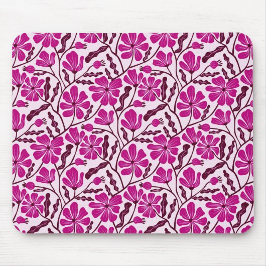 Lila Boho Floral Pattern Mousepad (Vorne)