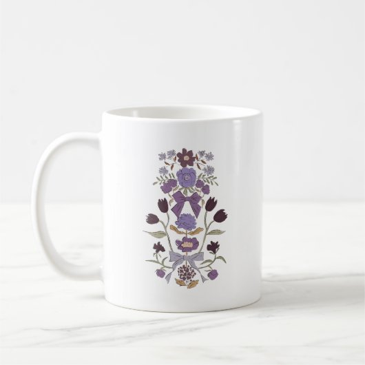 Lila Boho Floral Ribbon Kaffeetasse (Links)