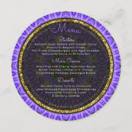 Lila Boho Floral Round Wedding Menu Cards Menükarte