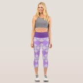 Lila Boho Geometric-Muster Capri Leggings (Vorderseite)