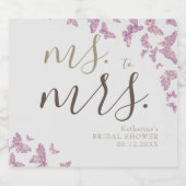 Lila Boho Gold Butterfets Glitzer Brautparty Schaumweinetikett (Einzelnes Label)