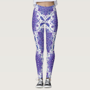 Lila Boho-Mandala-Blumenmuster-Leggings Leggings