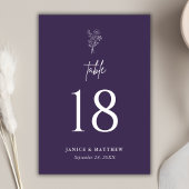 Lila Boho Minimalistisch Botanicals Wedding Tischnummer