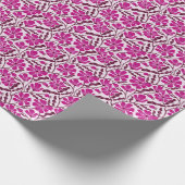 Lila Boho Mitte Jahrhundert Modernes Blumenmuster Geschenkpapier (Ecke)