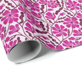 Lila Boho Mitte Jahrhundert Modernes Blumenmuster Geschenkpapier (Rolleneckpunkt)