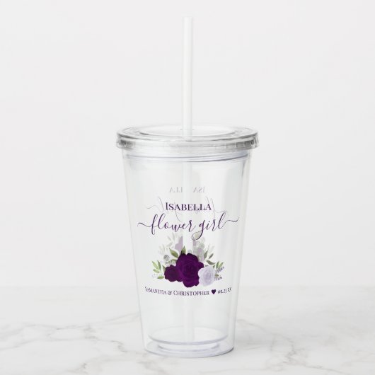 Lila Boho Rose Elegante Blumenzwiese Acryltrinkbecher (Vorderseite)