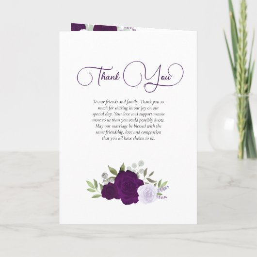 Lila Boho Rose & Foto Elegante Hochzeit Programm (Rückseite)