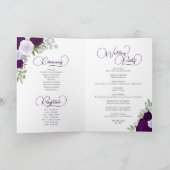 Lila Boho Rose & Foto Elegante Hochzeit Programm (Innenseite)