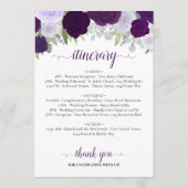 Lila Boho Rose Hochzeit Begrüßung & Tour Programm (Rückseite)