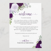 Lila Boho Rose Hochzeit Begrüßung & Tour Programm (Vorderseite)