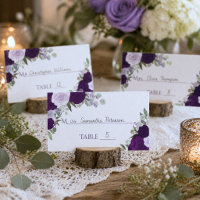 Lila Boho-Rosen Hochzeit Write-In-Empfangskarte