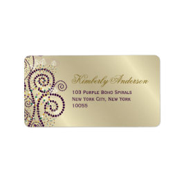 Lila Boho Spirals Geburtstag Hochzeitsplattform Adressaufkleber