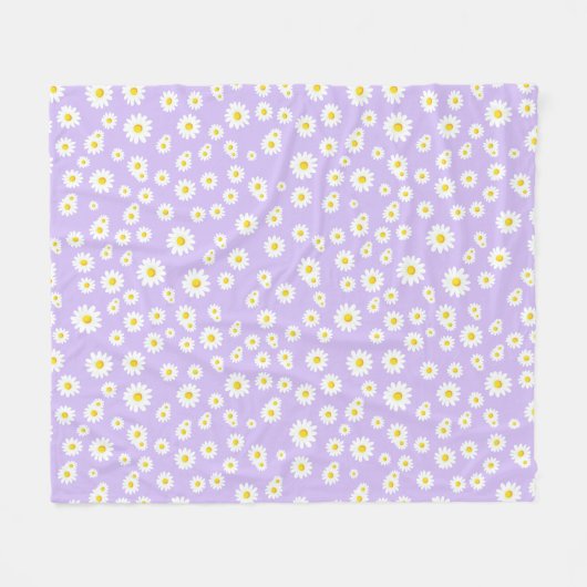Lila Boho Spring Daisies Pattern Fleecedecke (Vorderseite (Horizontal))