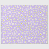 Lila Boho Spring Daisies Pattern Geschenkpapier (Flach)