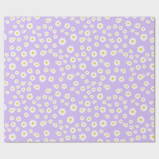 Lila Boho Spring Daisies Pattern Geschenkpapier (Flach)