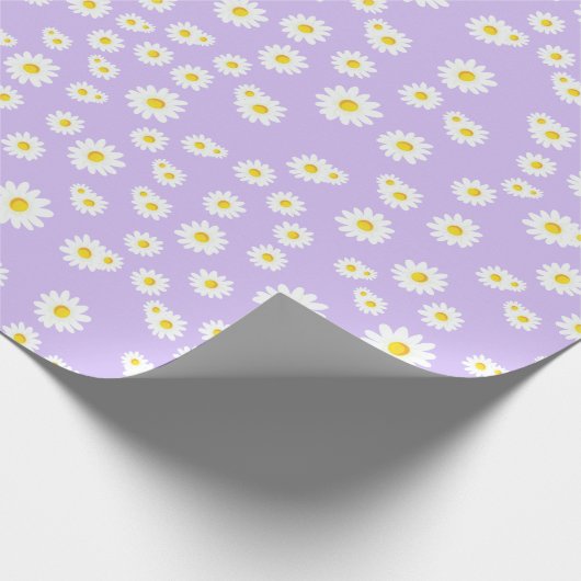 Lila Boho Spring Daisies Pattern Geschenkpapier (Ecke)