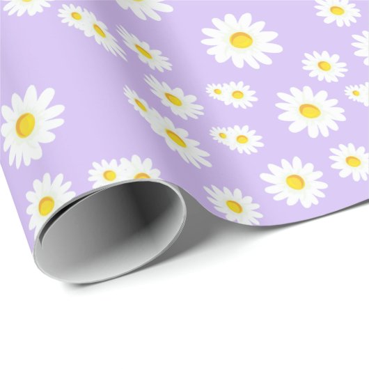 Lila Boho Spring Daisies Pattern Geschenkpapier (Rolleneckpunkt)