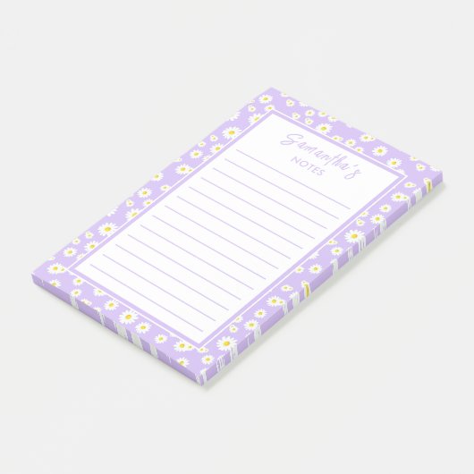 Lila Boho Spring Daisies Post-it Klebezettel (angewinkelt)