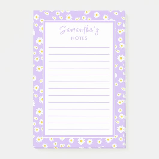 Lila Boho Spring Daisies Post-it Klebezettel (Vorderseite)