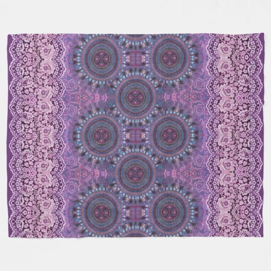 Lila Boho-Stil Fleecedecke (Vorderseite (Horizontal))