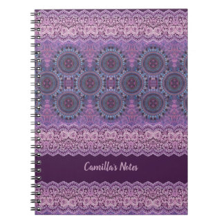 Lila Boho Style (anpassbar) Notizblock