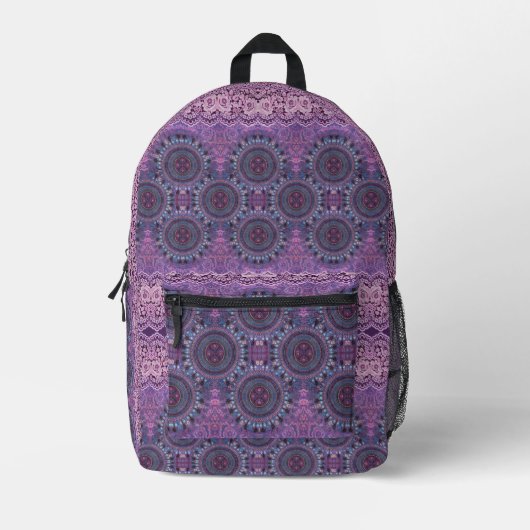 Lila Boho Style Bedruckter Rucksack (Vorderseite)