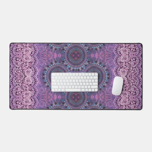 Lila Boho Style Desk Mat Schreibtischunterlage (Tastatur & Maus)