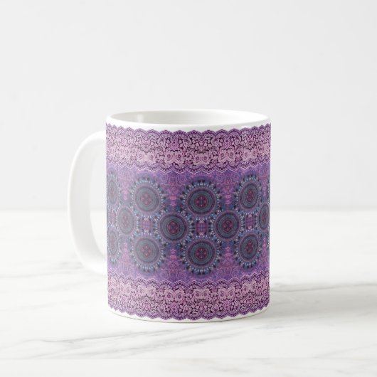 Lila Boho Style Kaffeetasse (Vorderseite Links)