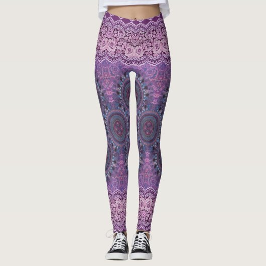 Lila Boho Style Leggings (Vorderseite)