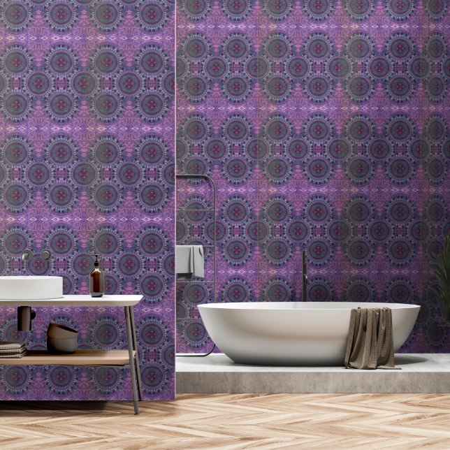 Lila Boho Tapete (Badezimmer)