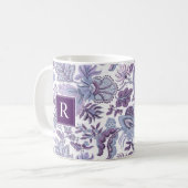 Lila Boho Vintag Floral Monogramm Kaffeetasse (Vorderseite Links)
