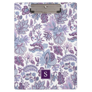Lila Boho Vintag Floral Monogramm Klemmbrett