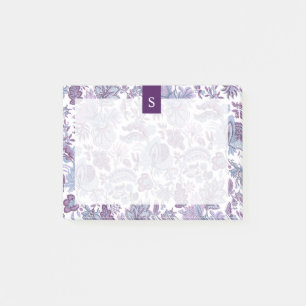 Lila Boho Vintag Floral Monogramm Post-it Klebezettel