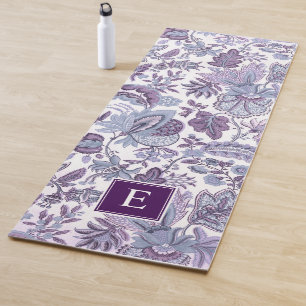 Lila Boho Vintag Floral Monogramm Yogamatte