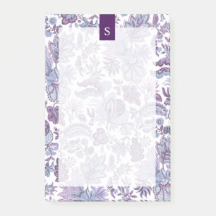Lila Boho Vintage Blumen Monogramm Post-it Klebezettel