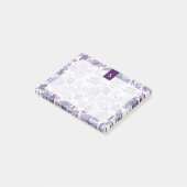 Lila Boho Vintage Blumenmonogramm Post-it Klebezettel (angewinkelt)