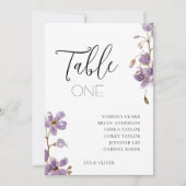 Lila Boho Wasserfarbenorchids Hochzeitstichtafel Einladung (Vorderseite)