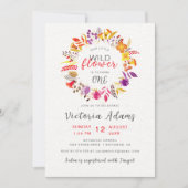 Lila Boho Wildblume Wreath Foliage Geburtstag Einladung (Vorderseite)