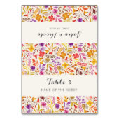 Lila Boho Wildblumen-Hochzeitsplatzkarte Tischnummer (Vorderseite)