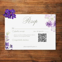 Lila Boho Wildblumen White Wedding QR