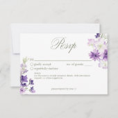Lila Boho Wildblumen White Wedding RSVP Karte (Vorderseite)