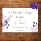 Lila Boho Wildblumen White Wedding Save The Date