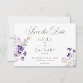 Lila Boho Wildblumen White Wedding Save The Date (Vorderseite)