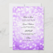 Lila Bokeh 60. Geburtstag Rett Datum / Details Einladung (Rückseite)