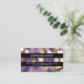 Lila Bokeh Black Stripes Visitenkarte (Stehend Vorderseite)