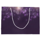 Lila Bokeh Elegant Sparkle Glühen mit Namen Große Geschenktüte (Rückseite)