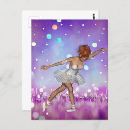 Lila Bokeh Hintergrund & Ballerina Postkarte