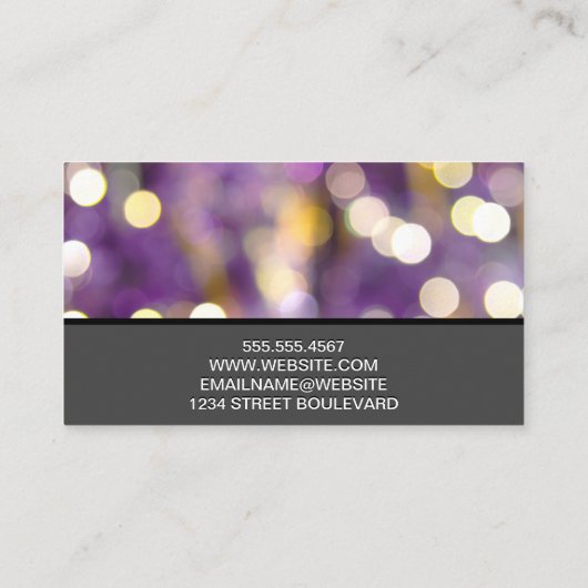 Lila Bokeh-Hintergrund | Mode-Modelle Visitenkarte (Rückseite)