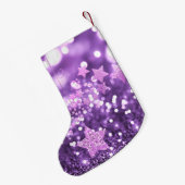 Lila Bokeh Imitate Glitzer & Stars Kleiner Weihnachtsstrumpf (Rückseite (Hängend))